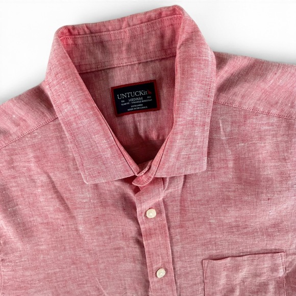 UNTUCKit Other - UNTUCKit Cameron Shirt Mens M Red 100% Linen Short Sleeve Slim Fit Button Up